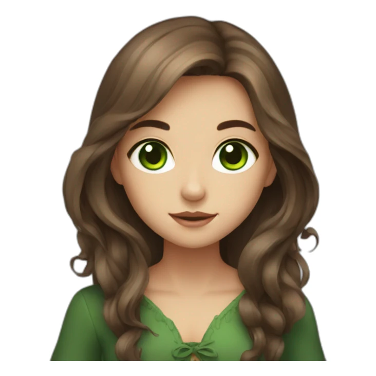 cute witch long brown hair and green eyes sticker