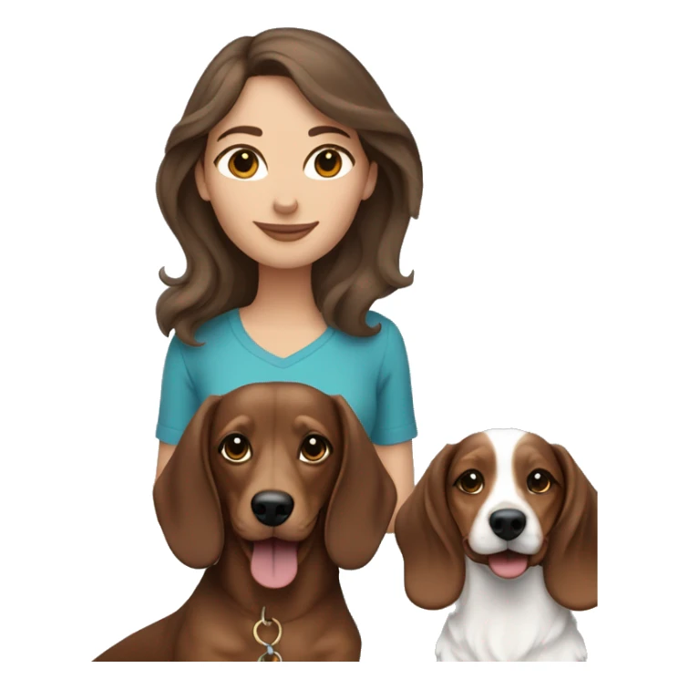 Brown haired woman with tri merle long haired dachshund sticker