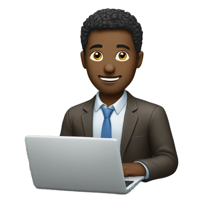 white man at laptop sticker