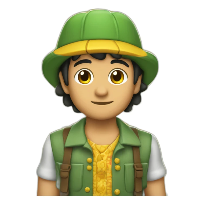 Chavo de camisa verde con flores amarilla  sticker