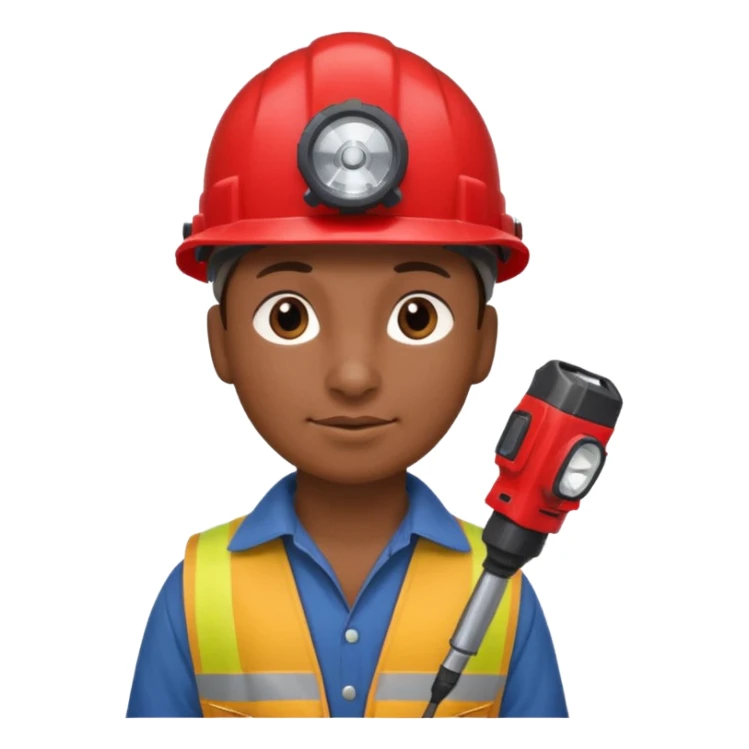 a mole with drill, worker cloth, red helmet, headlamp sticker