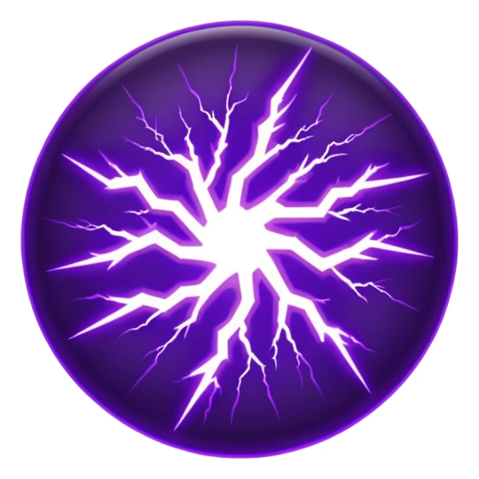 Combination of red blue lightening creating purple lightening in circle shape sticker