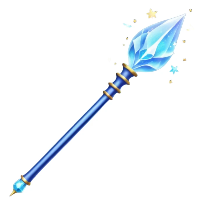 a dark blue magic wand with a bit of magic dust around the head if it. artistic
 sticker