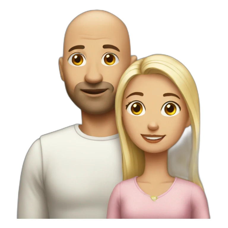 Bald man and his young wife sticker