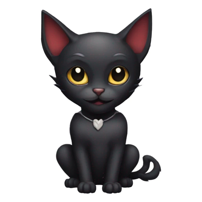 Black-Vampire-Batty-Cat-Fakémon-Cat With Bat-wings as ears  sticker