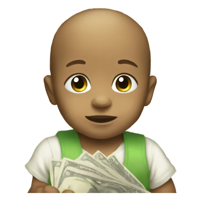 Baby with money sticker