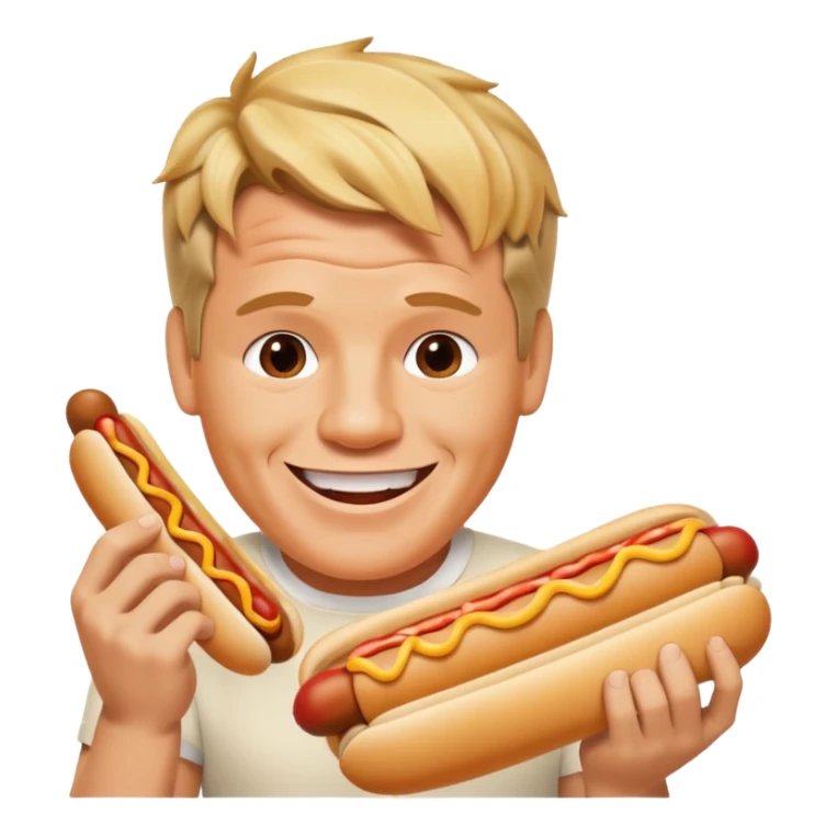 gordon ramsay eat hotdog, happy smile sticker