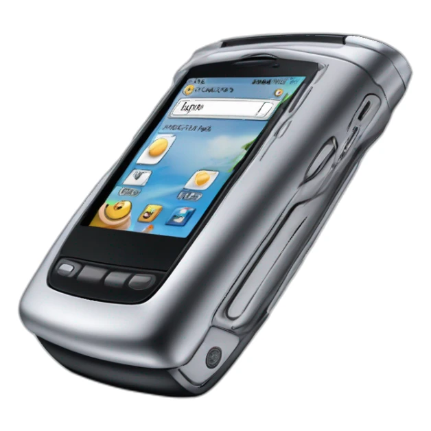 Side profile Y2k Silver Motorola Razr V3 mobile device with the iconic clamshell design no buttons visible sticker