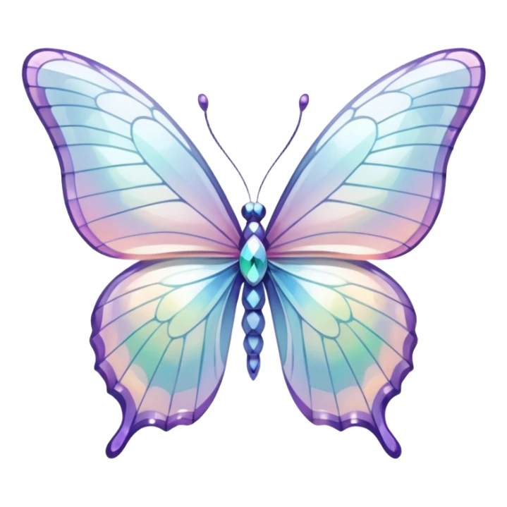 Pastel white iridescent glass crystal butterfly sticker