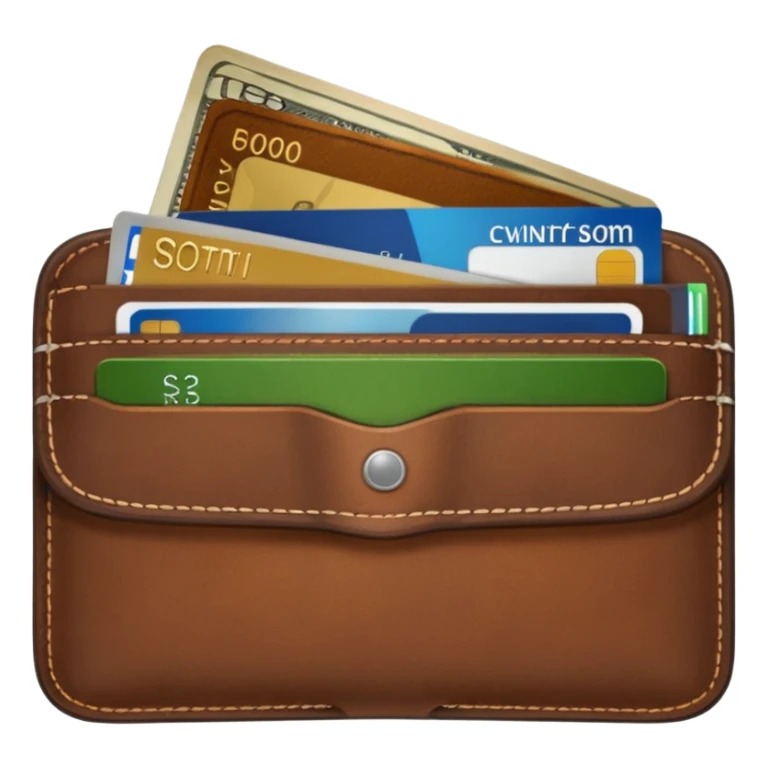 portefeuille marron avec pleins de billet et carte bancaire sticker