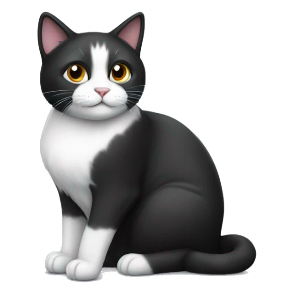 black and white cat sitting sticker