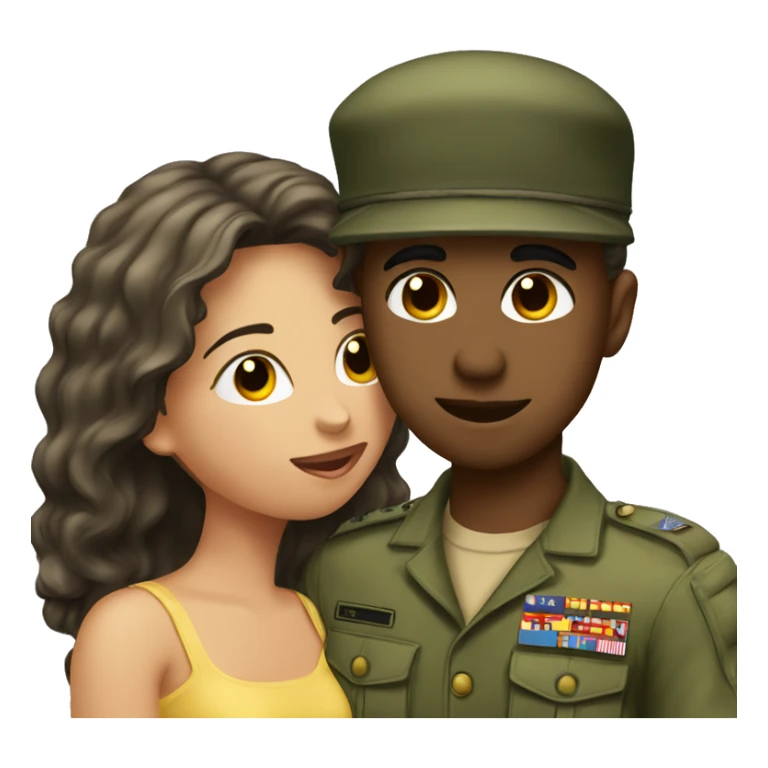 Army boy with girlfriend kiss sticker