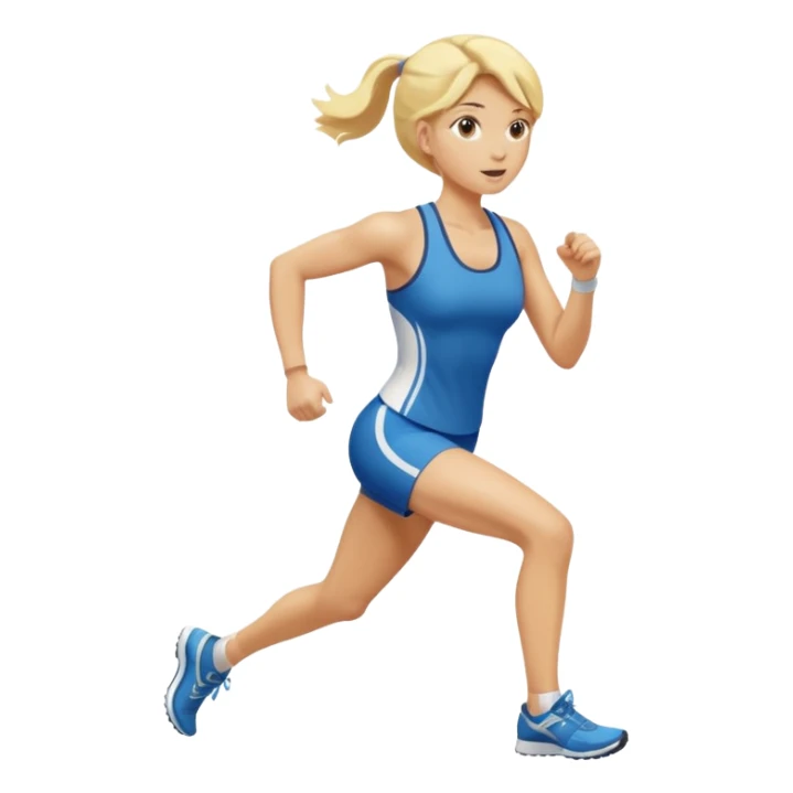 Blonde woman with running race number sticker
