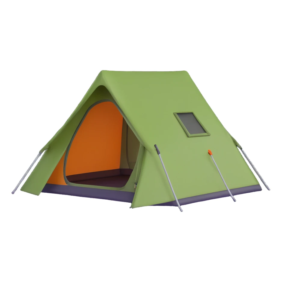 white and green camping tent sticker