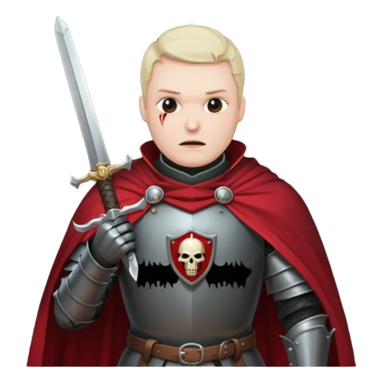 Headless Knight with Sword close up with horror look sticker