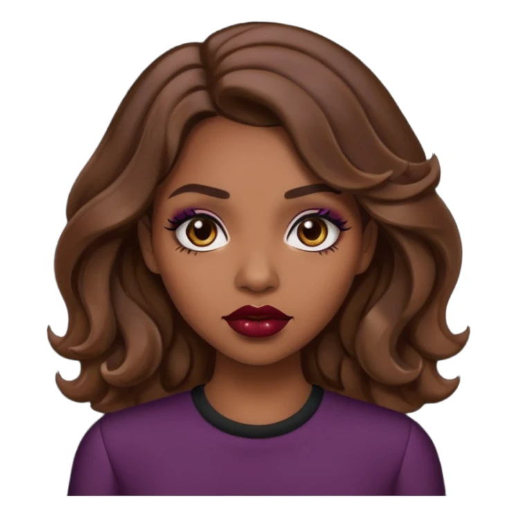 Baddie girl with brown weavy hair sticker