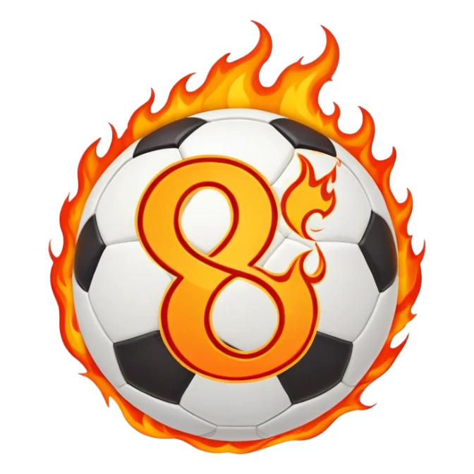 soccer ball with the number 8, Flames are coming from the sword sticker