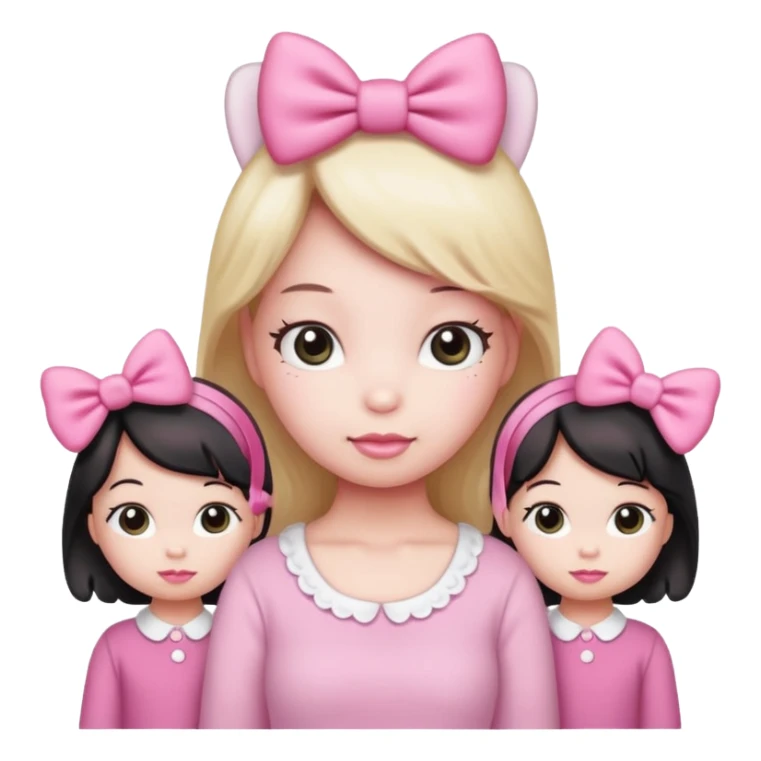 Cute hello kitty mama with 3 little girls  sticker