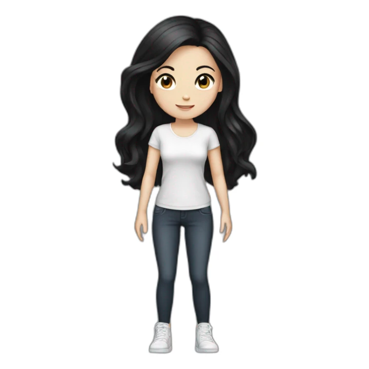 white girl with black hair, full body sticker