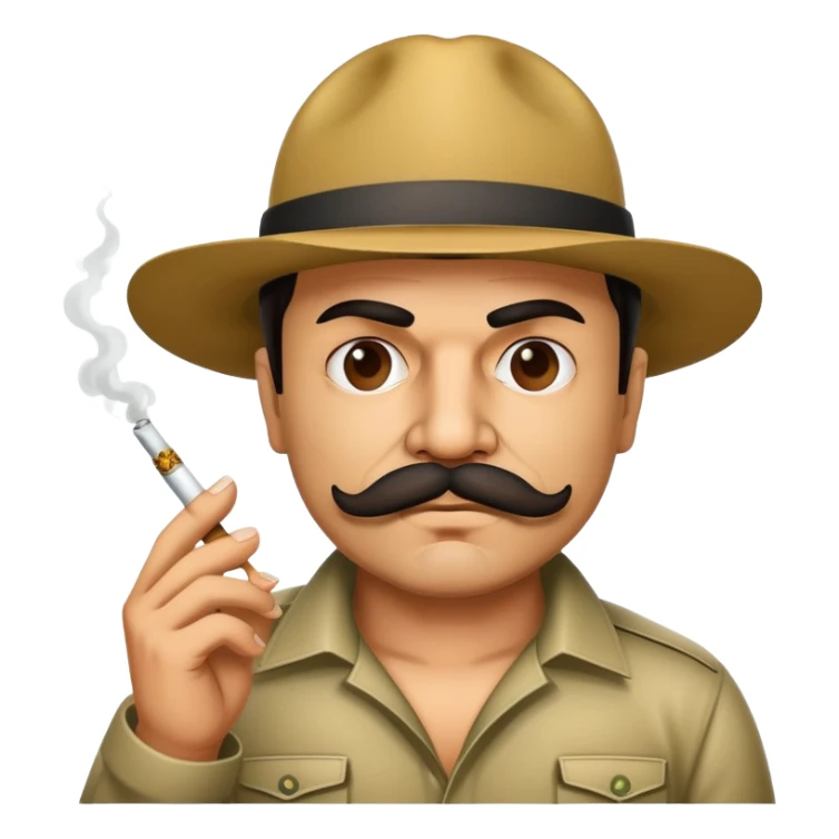 El Chapo gangster character with mustache smoking a marijuana joint sticker