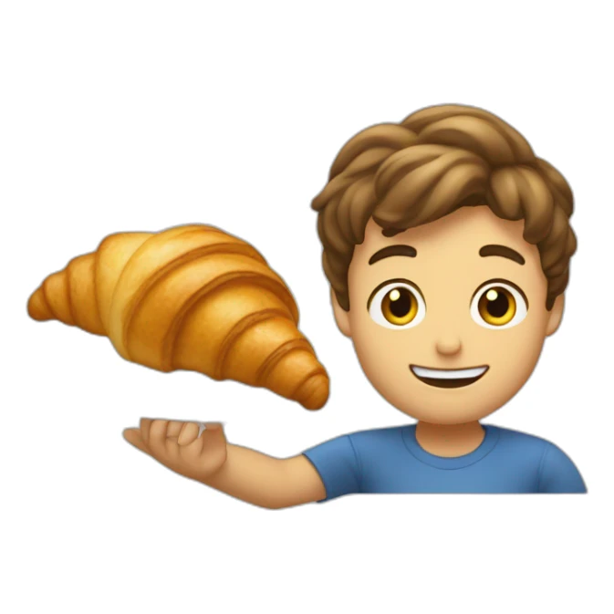 Un garçon qui mange un croissant sticker