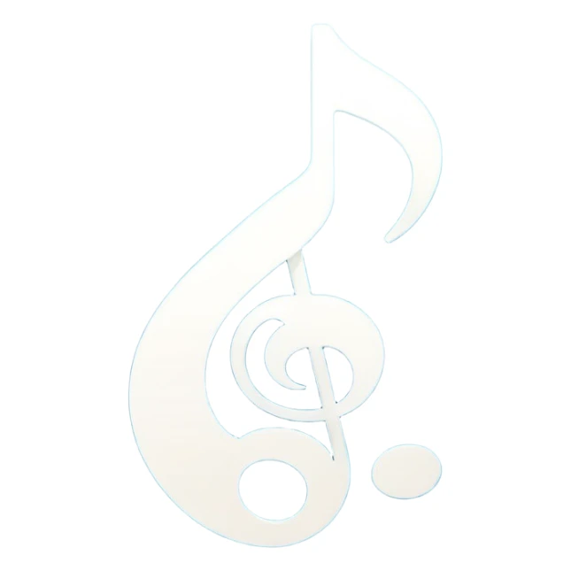 A minimalist and modern white music note icon on a smooth circular background with a vibrant blue and turquoise gradient. Ultra-high resolution, vector style, sharp edges, studio lighting, 4k, smooth texture, flat design, high quality, crisp details sticker