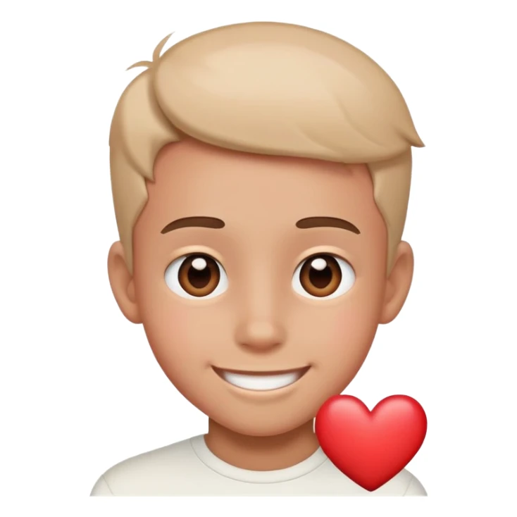 A boy with heart emoji eyes smiling  sticker