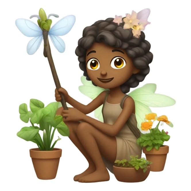 A brown fairy gardening  sticker