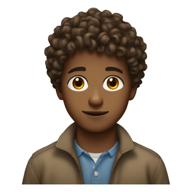 Boy with Brown Curly hair with eyes  sticker