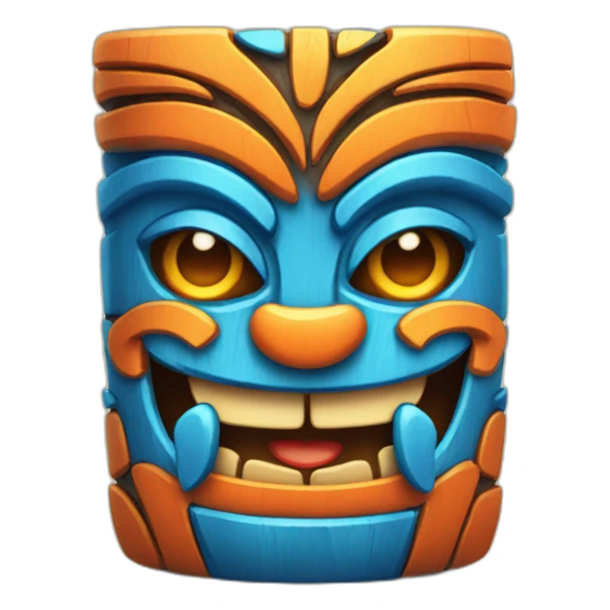 Blue and orange smiling tiki with butterfly  sticker