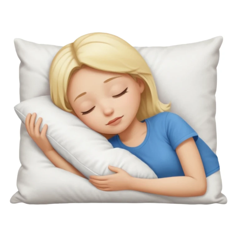 Blonde white skin girl white pillow sleeping white tshirt sticker