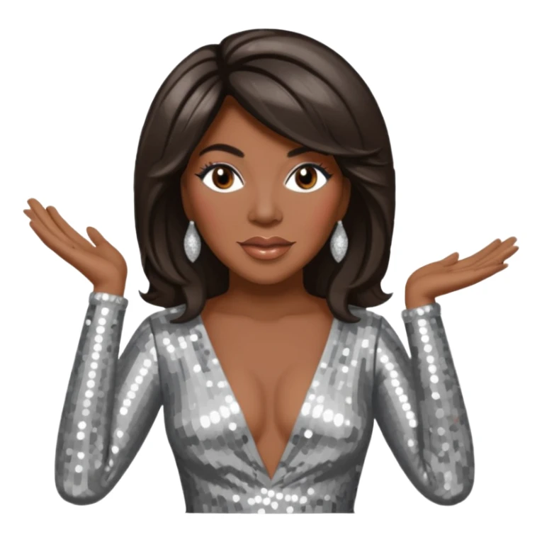 Mary Wilson from The Supremes with dark brown hair, silver outfit sticker