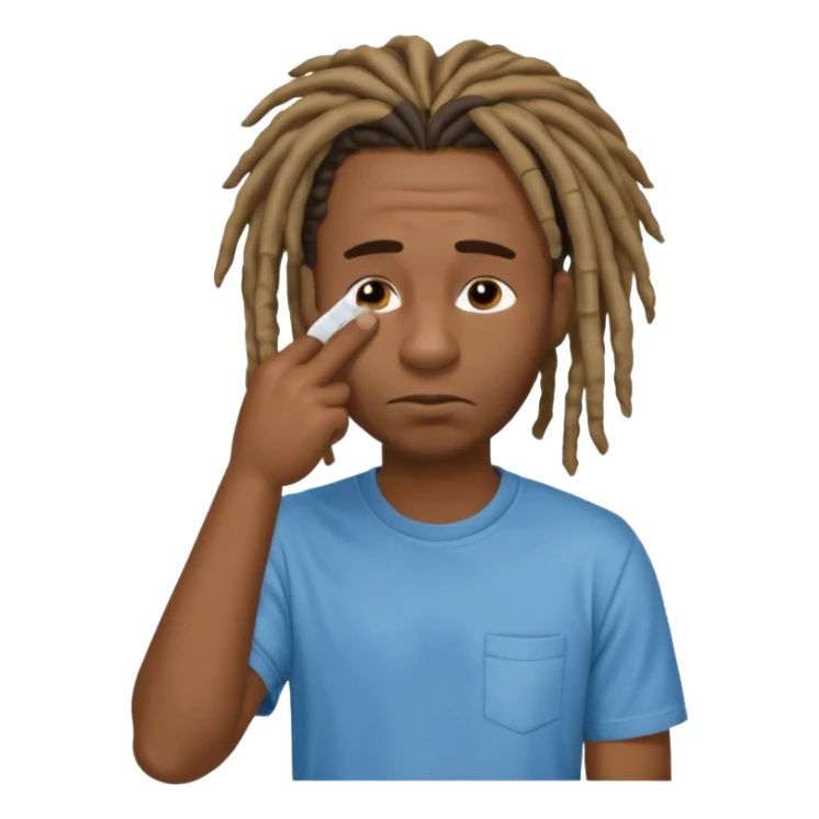 Black man with dreads wiping his nose perpendicular with index finger sticker