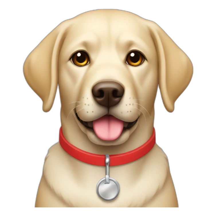 labrador with red collar with the vet sticker