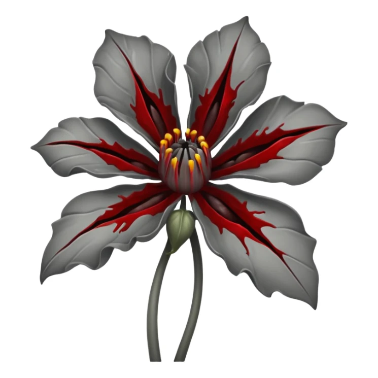 Grey creepy flower with red and blood on inside sticker