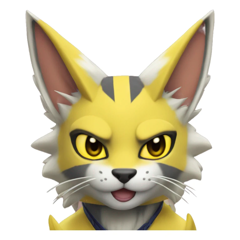 Yellow lombax-Zeraora-Renamon-cat sticker