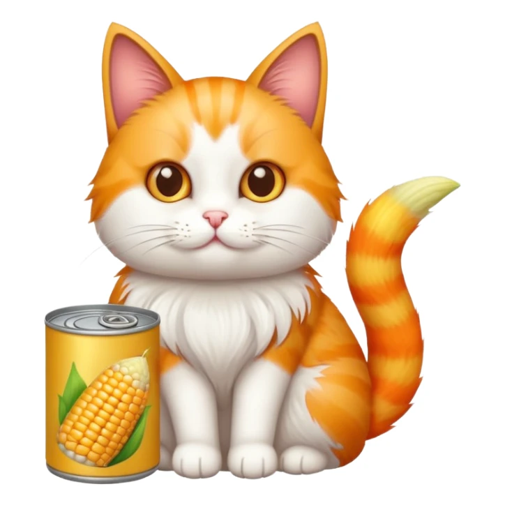 cat holding a can of corn sticker