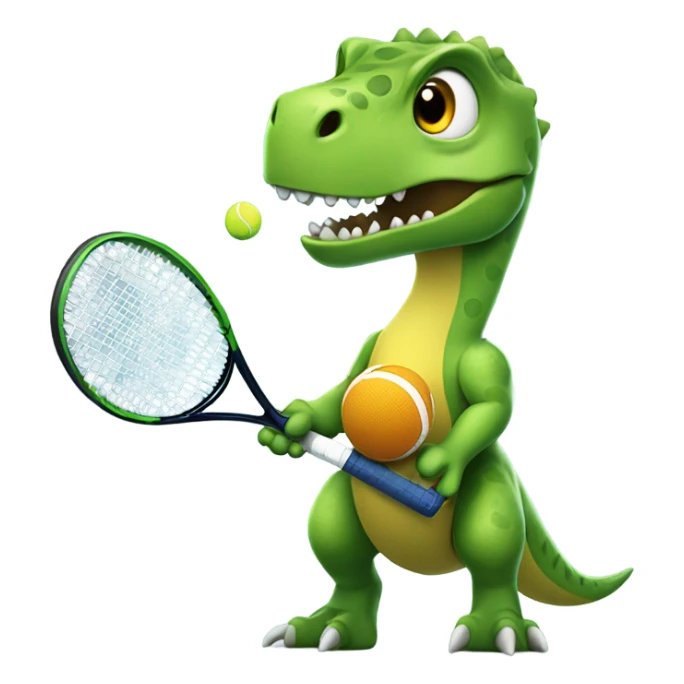 Dinosaur with tennis racket and tennis ball  sticker
