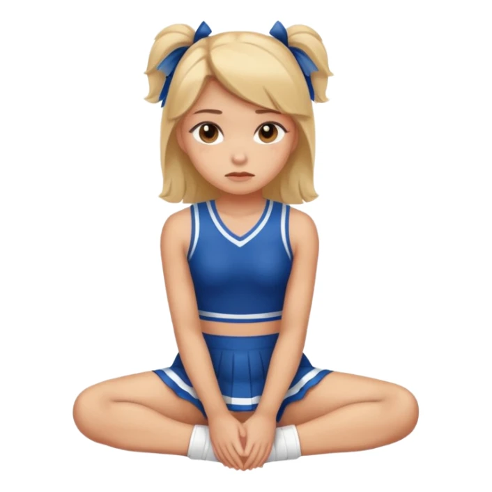 Sad cheerleader sitting with her knees pulled to her chest sticker