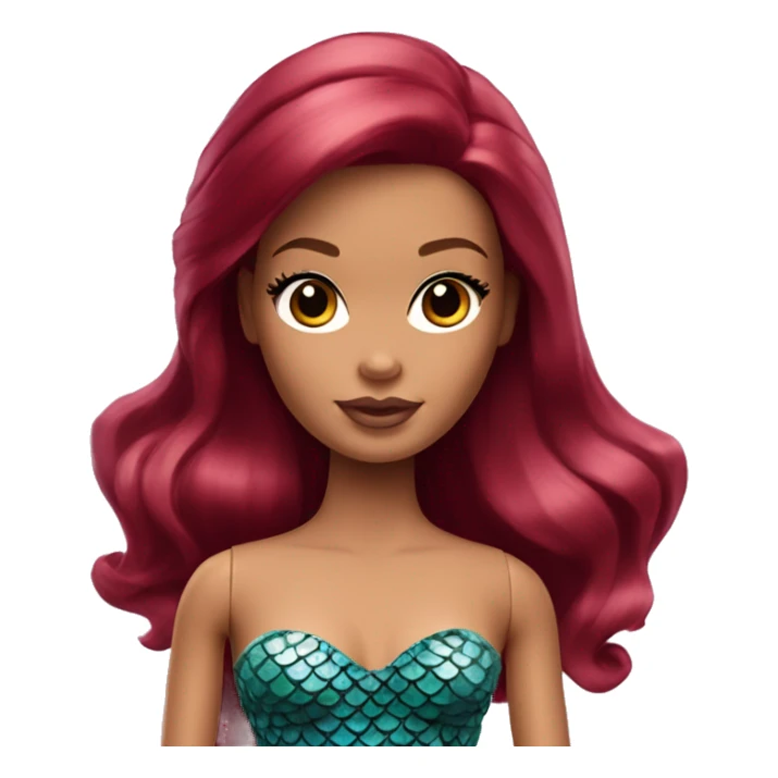 Light Tan Barbie with dark red hair long lashes as a mermaid  sticker