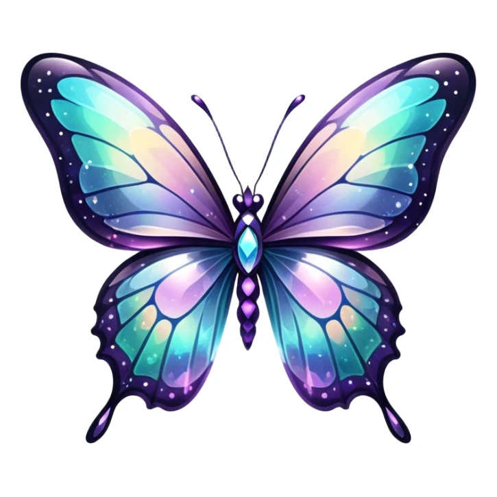 Dark Nebula Sparkly glossy glittery Pastel iridescent transparent bio-luminescent glass crystal butterfly sticker