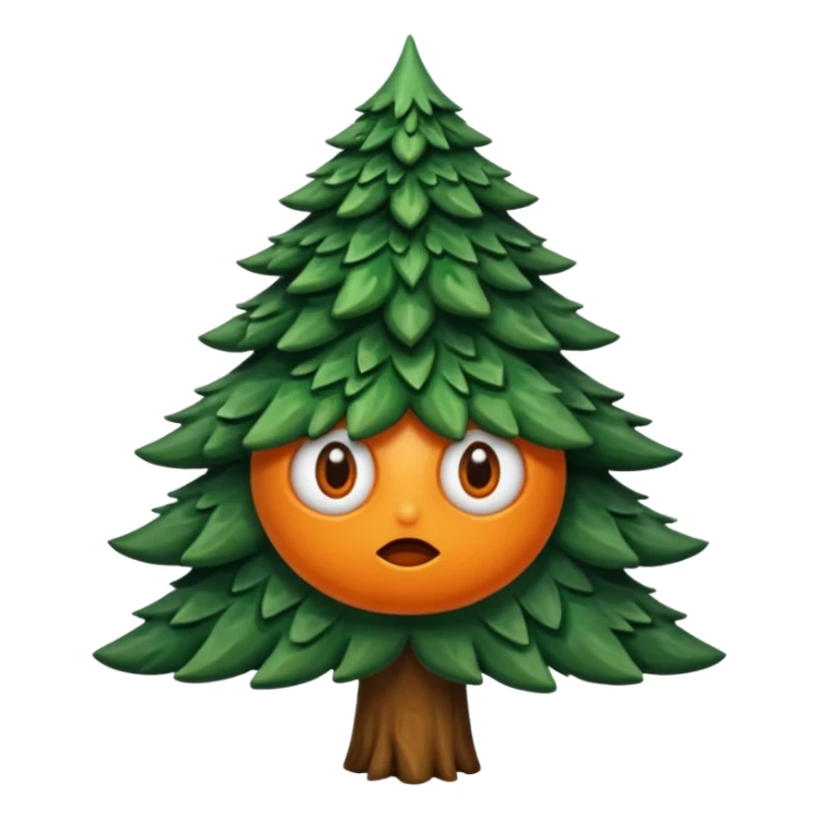 sapin avec deux gros yeux orange, pas de bouche sticker