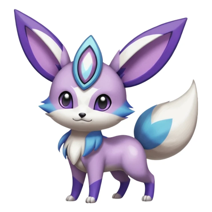 Shiny White with Violet and Indigo markings Meloetta-Eevee-Minccino-Zangoose-Pokémon-Fakémon-fusion-hybrid-creature sticker