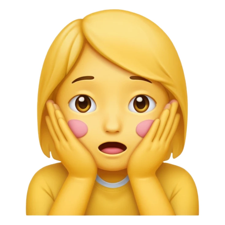 Yellow Standard emoji blushing and completely covering face with hands because they are flustered and embarrassed, face is very flushed sticker