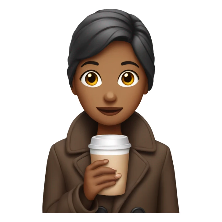 Girl wearing a coat holding hot chocolate  sticker