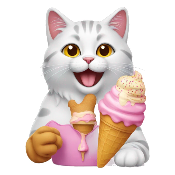 cat enjoying an ice cream sticker