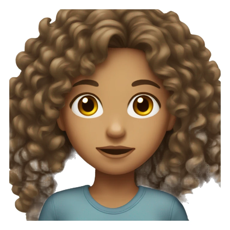 YOUNG Tan skinned girl with long dark brown curly hair sticker