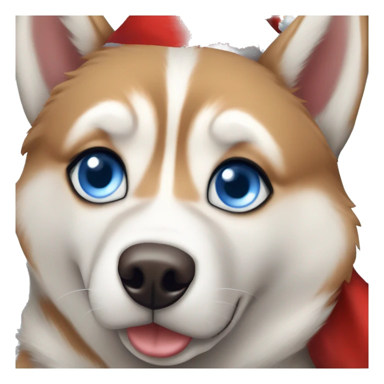 Red Siberian Husky with blue eyes Christmas  sticker