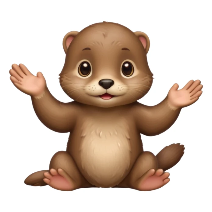 an otter with hands together, looking up, asking for a favour, cute apple style emoji sticker