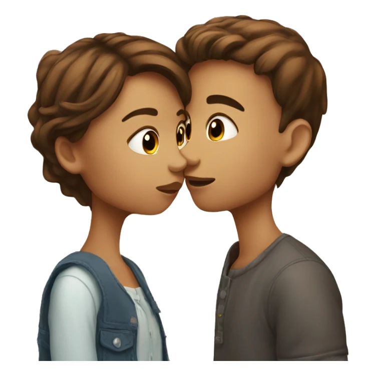 boy Kissing Brown hair girl sticker